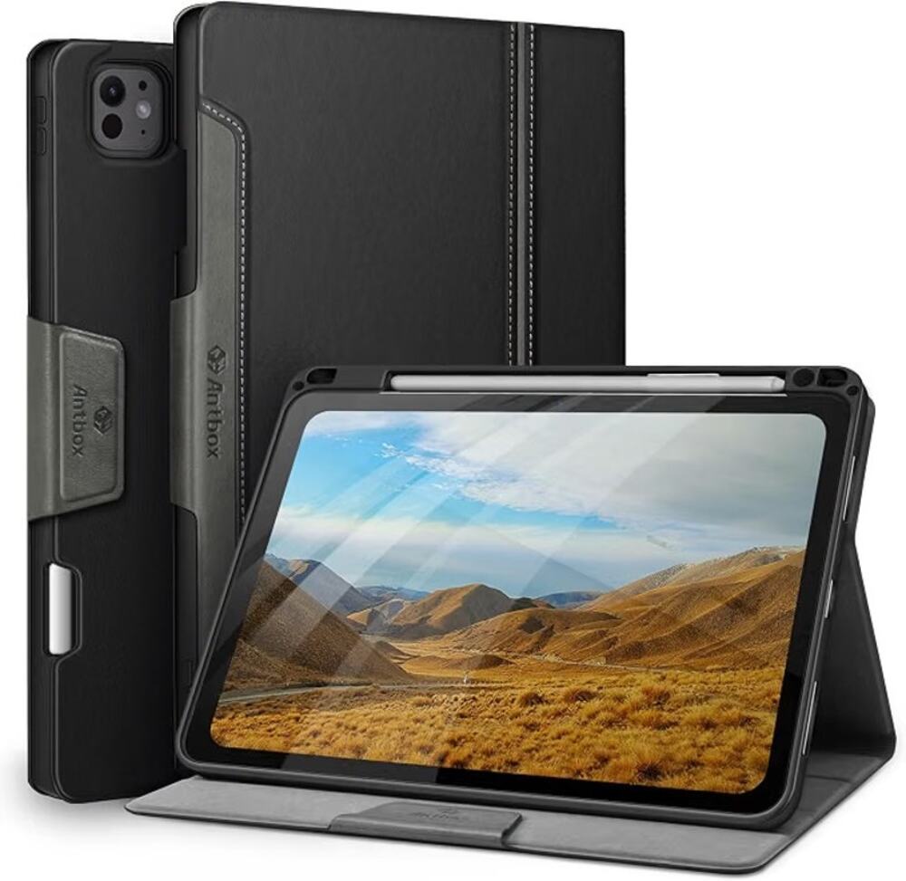 Antbox For IPad Pro 11 Inch Case M5 2025/M4 2024, Built-In Pencil Holder-Black